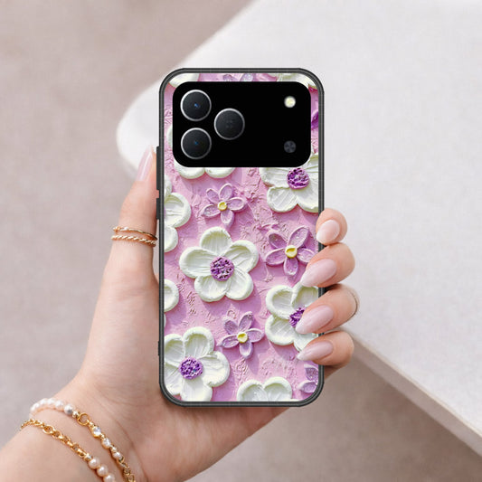 Tecno Spark 50 4G Cover - Floral Series - Design 4 - Purple & White - HQ Premium Shine Durable Shatterproof Case