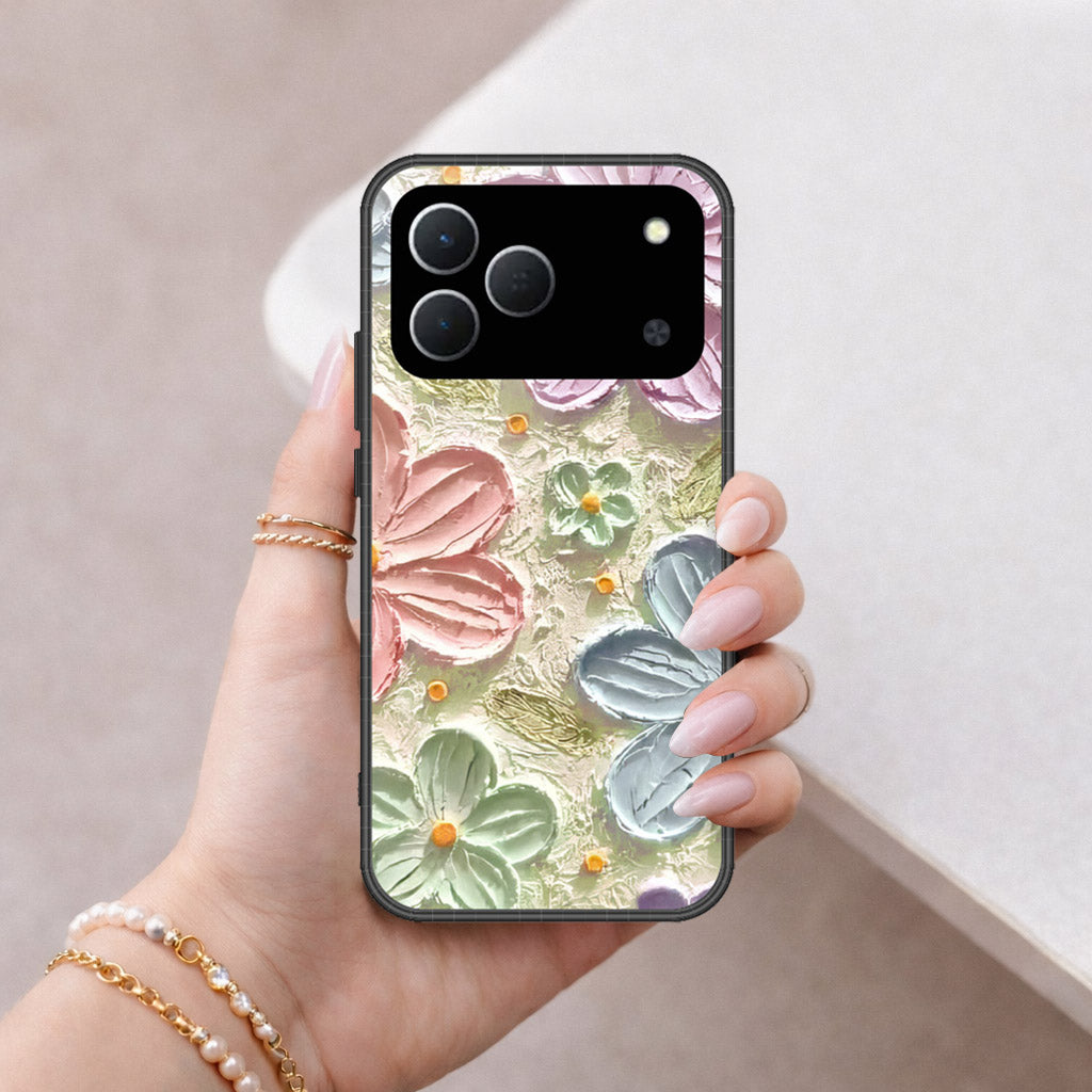 Tecno Spark 50 4G Cover - Floral Series - Design 15 - Blue & Green - HQ Premium Shine Durable Shatterproof Case