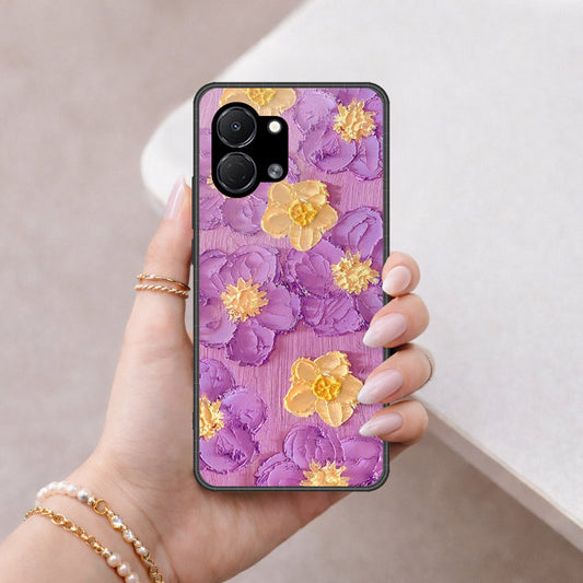 Tecno Spark Go 3 Cover - Floral Series - Design 8 - Purple & Yellow - HQ Premium Shine Durable Shatterproof Case