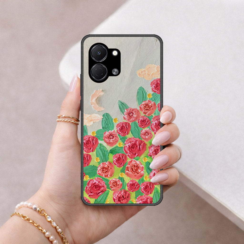 Tecno Spark Go 3 Cover - Floral Series - Design 10 - Red & Green - HQ Premium Shine Durable Shatterproof Case