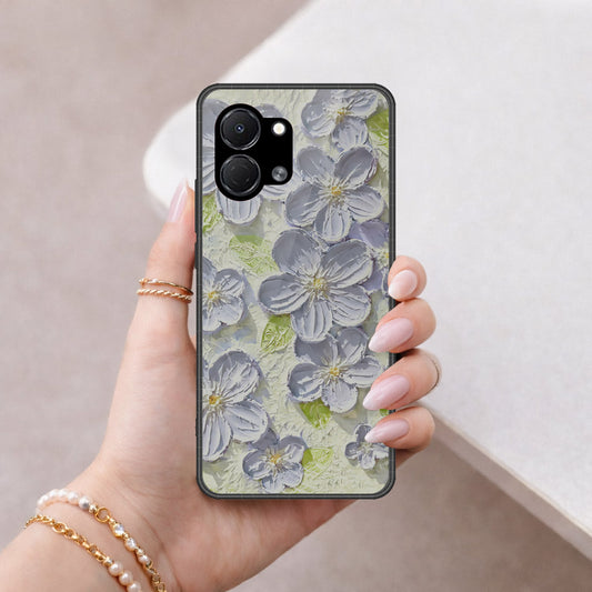 Tecno Spark Go 3 Cover - Floral Series - Design 12 - Grey & Green - HQ Premium Shine Durable Shatterproof Case