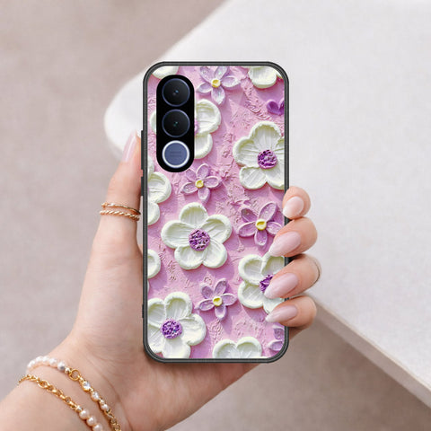 vivo V70 FE Cover - Floral Series - Design 4 - Purple & White - HQ Premium Shine Durable Shatterproof Case