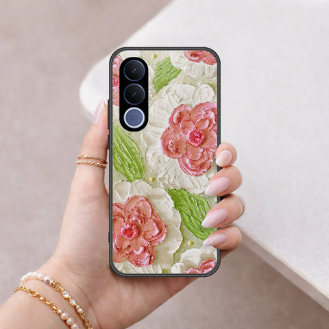 vivo V70 FE Cover - Floral Series - Design 13 - Offwhite & Green - HQ Premium Shine Durable Shatterproof Case