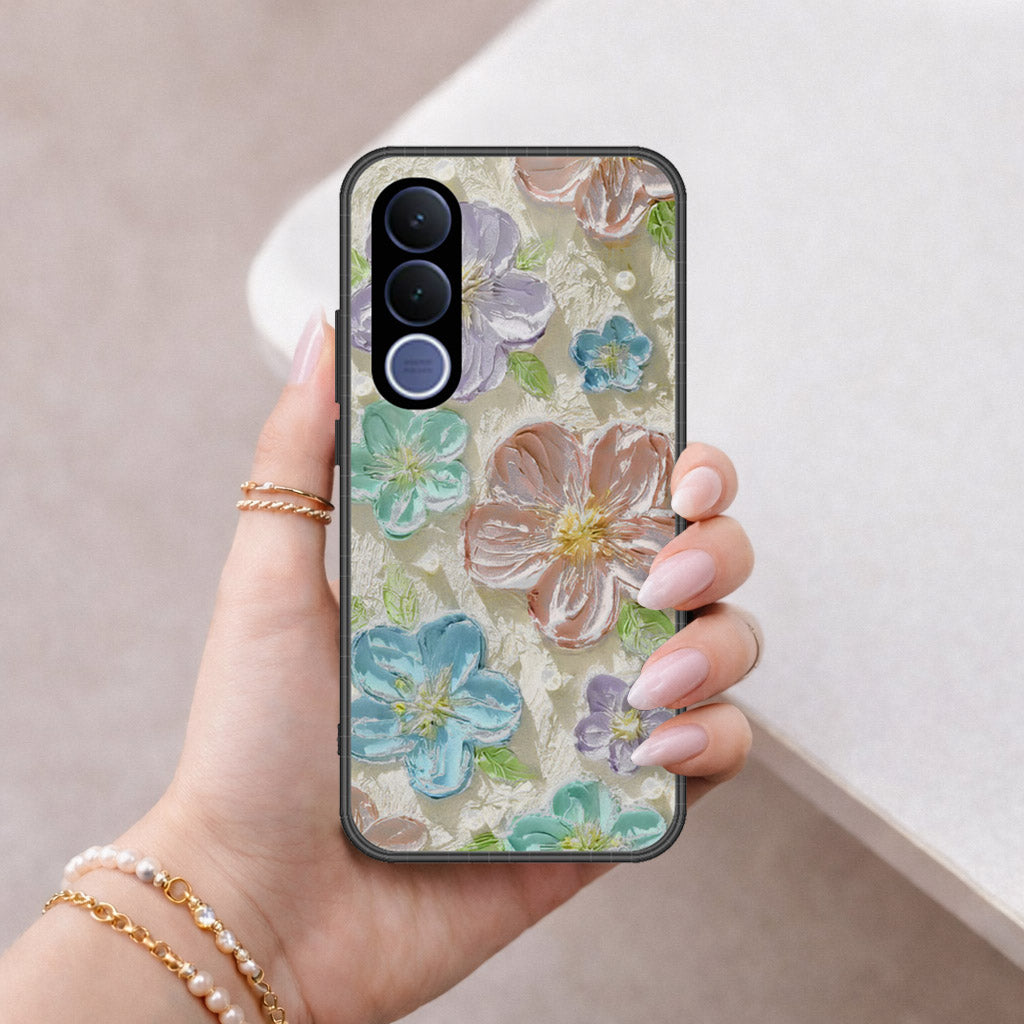 vivo V70 FE Cover - Floral Series - Design 14 - Blue & Purple - HQ Premium Shine Durable Shatterproof Case