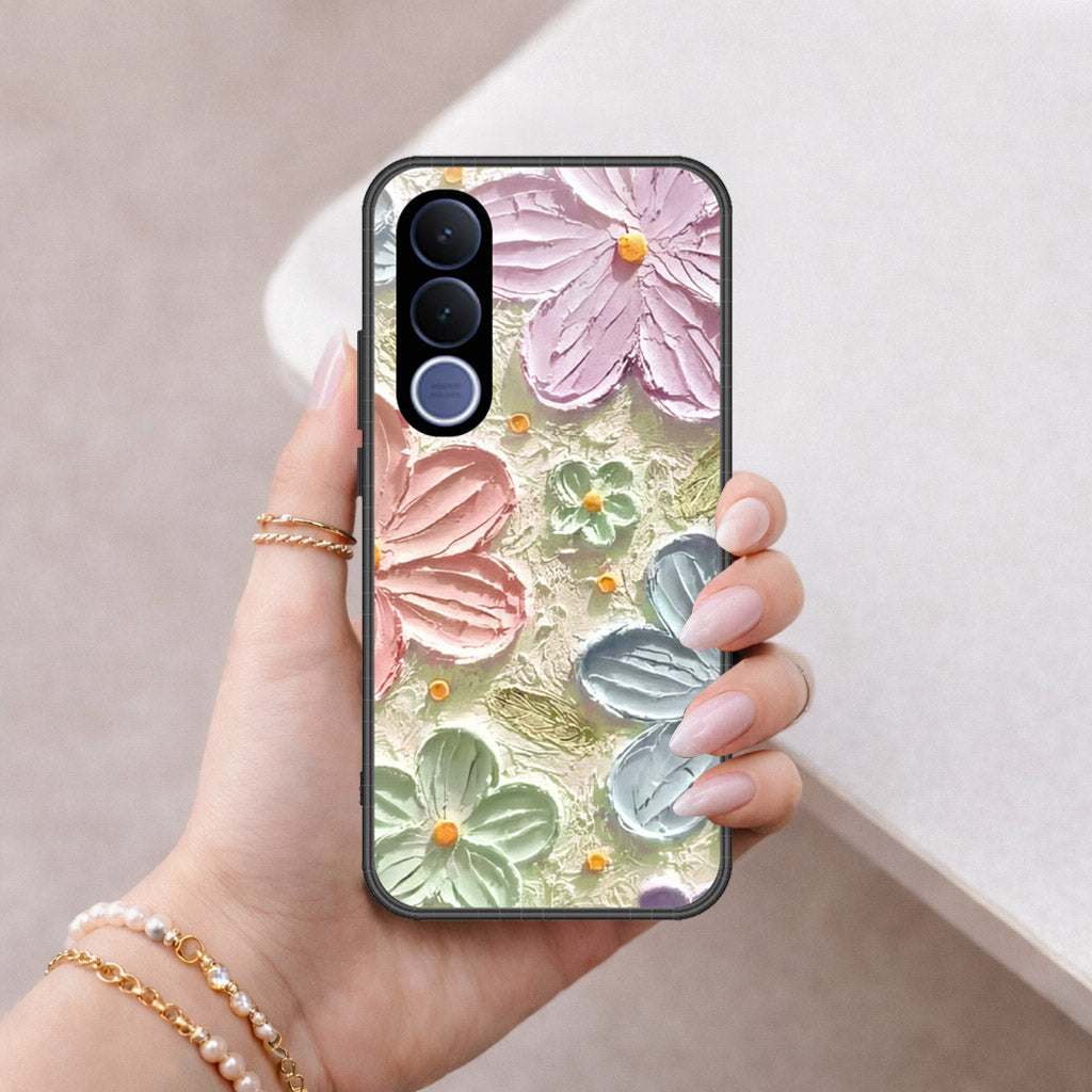 vivo V70 FE Cover - Floral Series - Design 15 - Blue & Green - HQ Premium Shine Durable Shatterproof Case