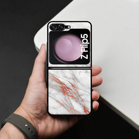 Samsung Galaxy Z Flip 6 Cover - White Marble Series - HQ Premium Shine Durable Shatterproof Case