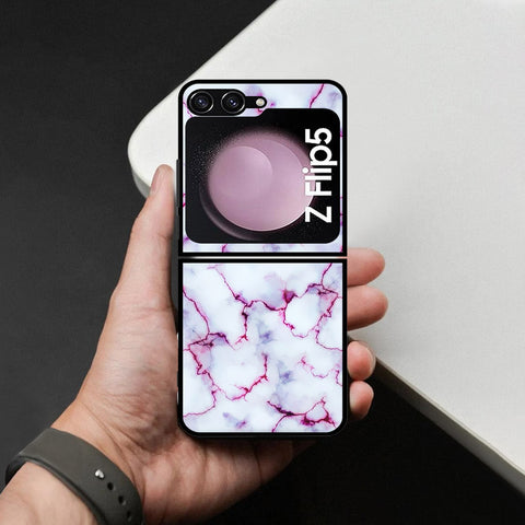 Samsung Galaxy Z Flip 6 Cover - White Marble Series - HQ Premium Shine Durable Shatterproof Case