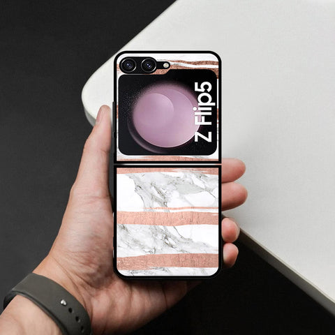 Samsung Galaxy Z Flip 6 Cover - White Marble Series - HQ Premium Shine Durable Shatterproof Case