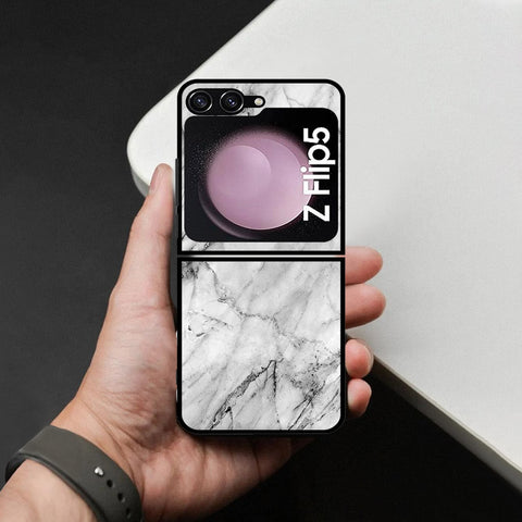 Samsung Galaxy Z Flip 6 Cover - White Marble Series - HQ Premium Shine Durable Shatterproof Case