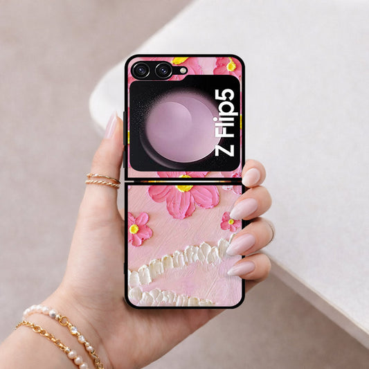 Samsung Galaxy Z Flip 6 Cover - Floral Series - Design 2 - Pink - HQ Premium Shine Durable Shatterproof Case
