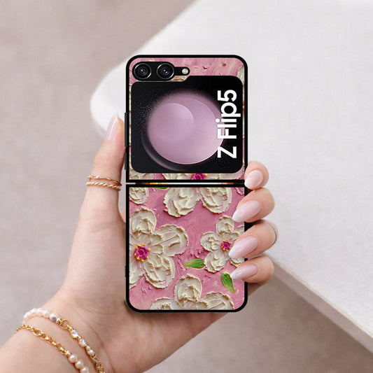 Samsung Galaxy Z Flip 6 Cover - Floral Series - Design 5 - Pink & White - HQ Premium Shine Durable Shatterproof Case