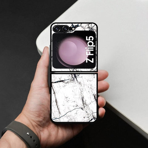 Samsung Galaxy Z Flip 6 Cover - White Marble Series 2 - HQ Premium Shine Durable Shatterproof Case