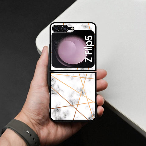 Samsung Galaxy Z Flip 6 Cover - White Marble Series 2 - HQ Premium Shine Durable Shatterproof Case
