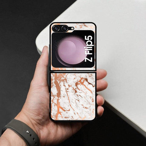 Samsung Galaxy Z Flip 6 Cover - White Marble Series 2 - HQ Premium Shine Durable Shatterproof Case