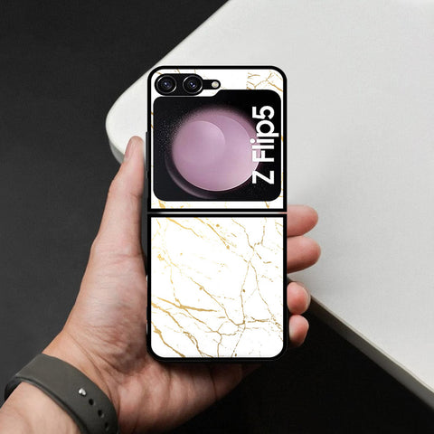 Samsung Galaxy Z Flip 6 Cover - White Marble Series 2 - HQ Premium Shine Durable Shatterproof Case