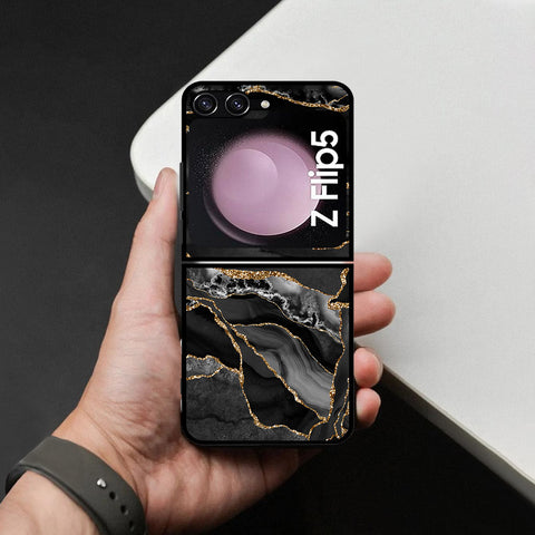 Samsung Galaxy Z Flip 6 Cover - Black Marble Series - HQ Premium Shine Durable Shatterproof Case