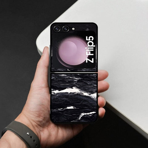 Samsung Galaxy Z Flip 6 Cover - Black Marble Series - HQ Premium Shine Durable Shatterproof Case