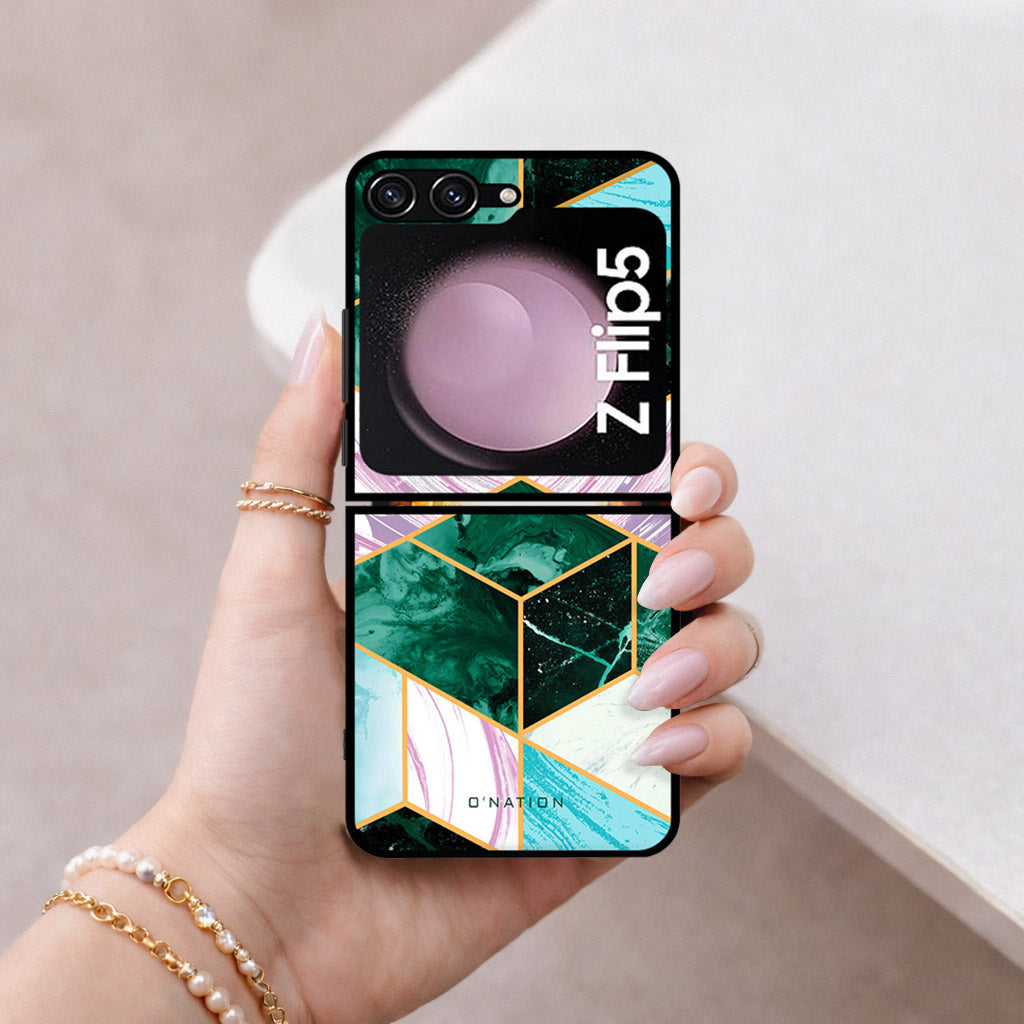 Samsung Galaxy Z Flip 7 FE Cover - O'Nation Shades of Marble Series - HQ Premium Shine Durable Shatterproof Case