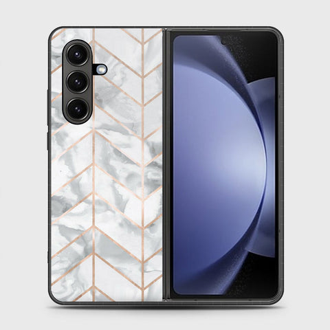 Samsung Galaxy Z Fold 7 - White Marble Series 2 - HQ Premium Shine Durable Shatterproof Case