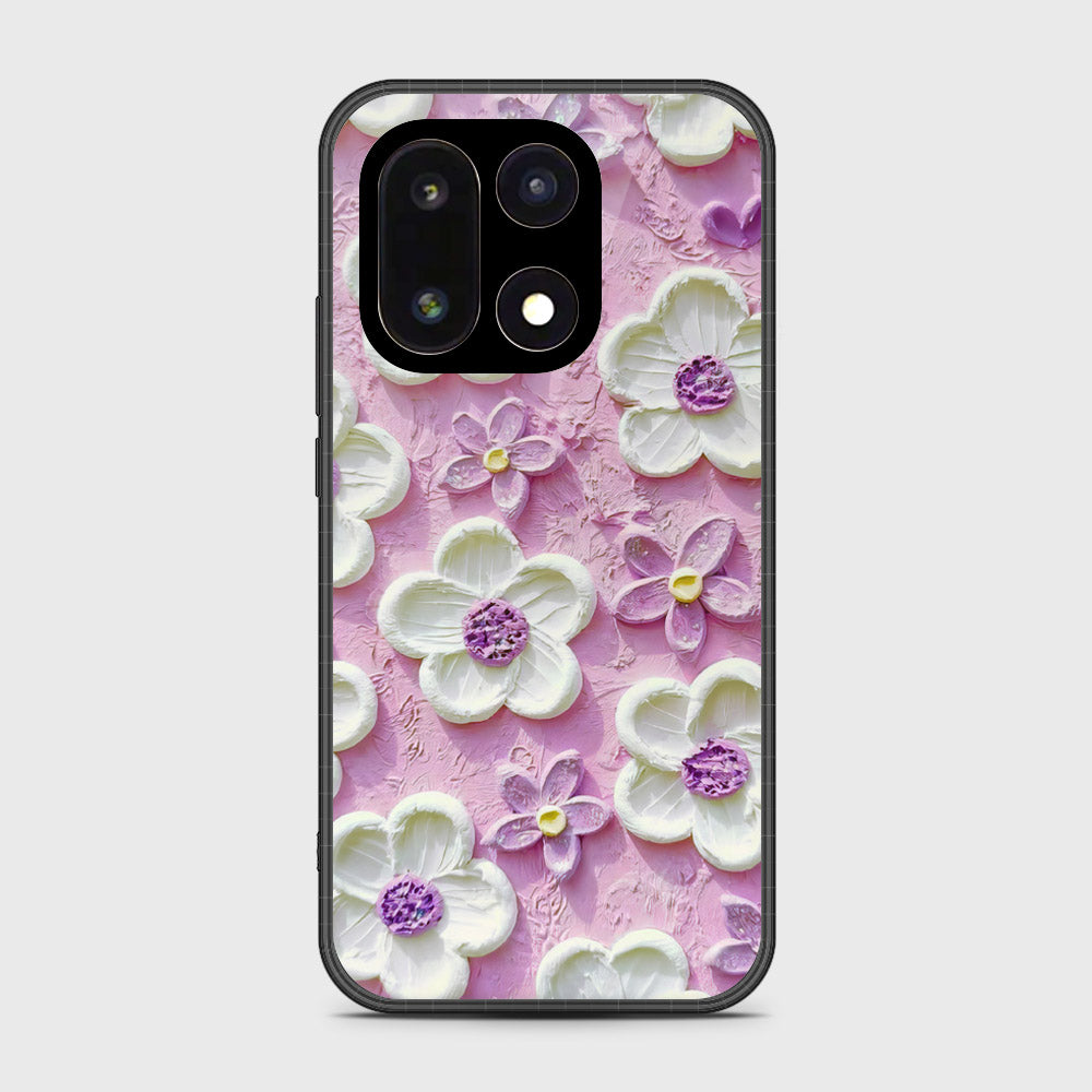 OnePlus 15 Cover - Floral Series - Design 4 - Purple & White - HQ Ultra Shine Premium Infinity Glass Soft Silicon Borders Case