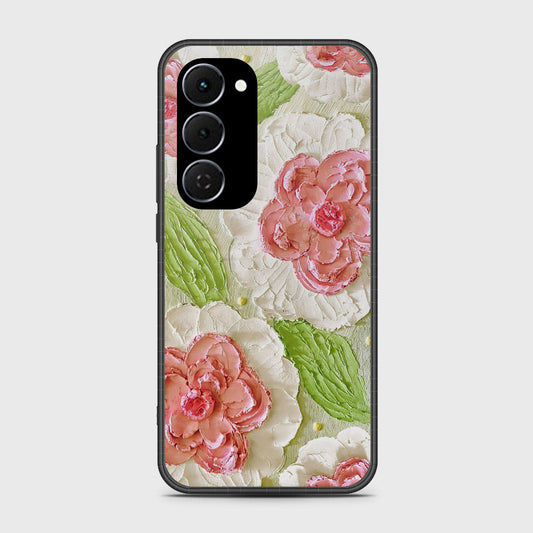 Tecno Spark 40 Pro Plus Cover - Floral Series - Design 13 - Offwhite & Green - HQ Ultra Shine Premium Infinity Glass Soft Silicon Borders Case