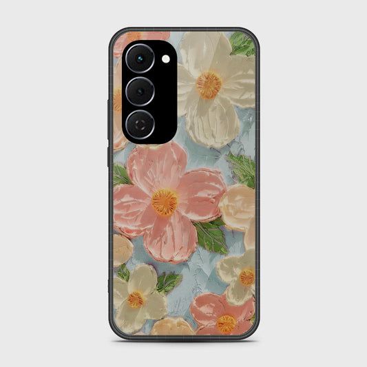 Tecno Spark 40 Pro Plus Cover - Floral Series - Design 16 - Cyan & Pink - HQ Ultra Shine Premium Infinity Glass Soft Silicon Borders Case