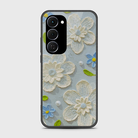 Tecno Spark 40 Pro Plus Cover - Floral Series - Design 3 - Sky Blue - HQ Ultra Shine Premium Infinity Glass Soft Silicon Borders Case