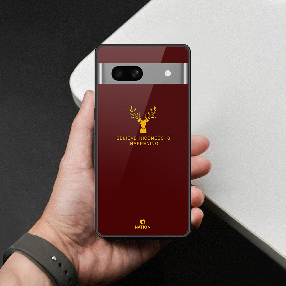 Google Pixel 7a Cover - Nice Series - HQ Ultra Shine Premium Infinity Glass Soft Silicon Borders Case (Fast Delivery)