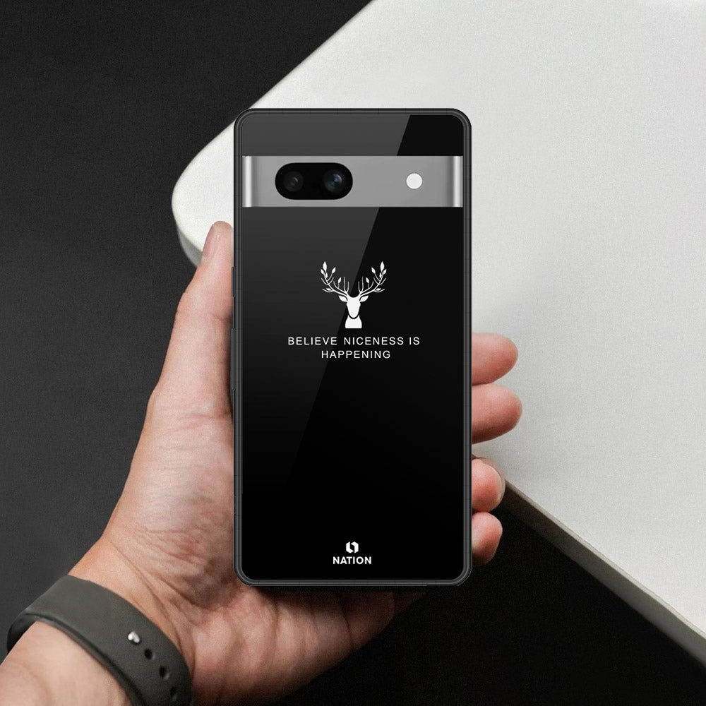 Google Pixel 7a Cover - Nice Series - HQ Ultra Shine Premium Infinity Glass Soft Silicon Borders Case (Fast Delivery)