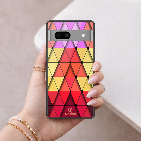 Google Pixel 7a Cover - ONation Pyramid Series - HQ Ultra Shine Premium Infinity Glass Soft Silicon Borders Case