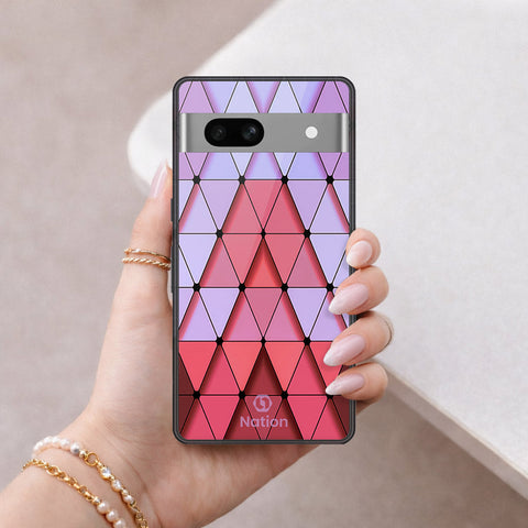 Google Pixel 7a Cover - ONation Pyramid Series - HQ Ultra Shine Premium Infinity Glass Soft Silicon Borders Case