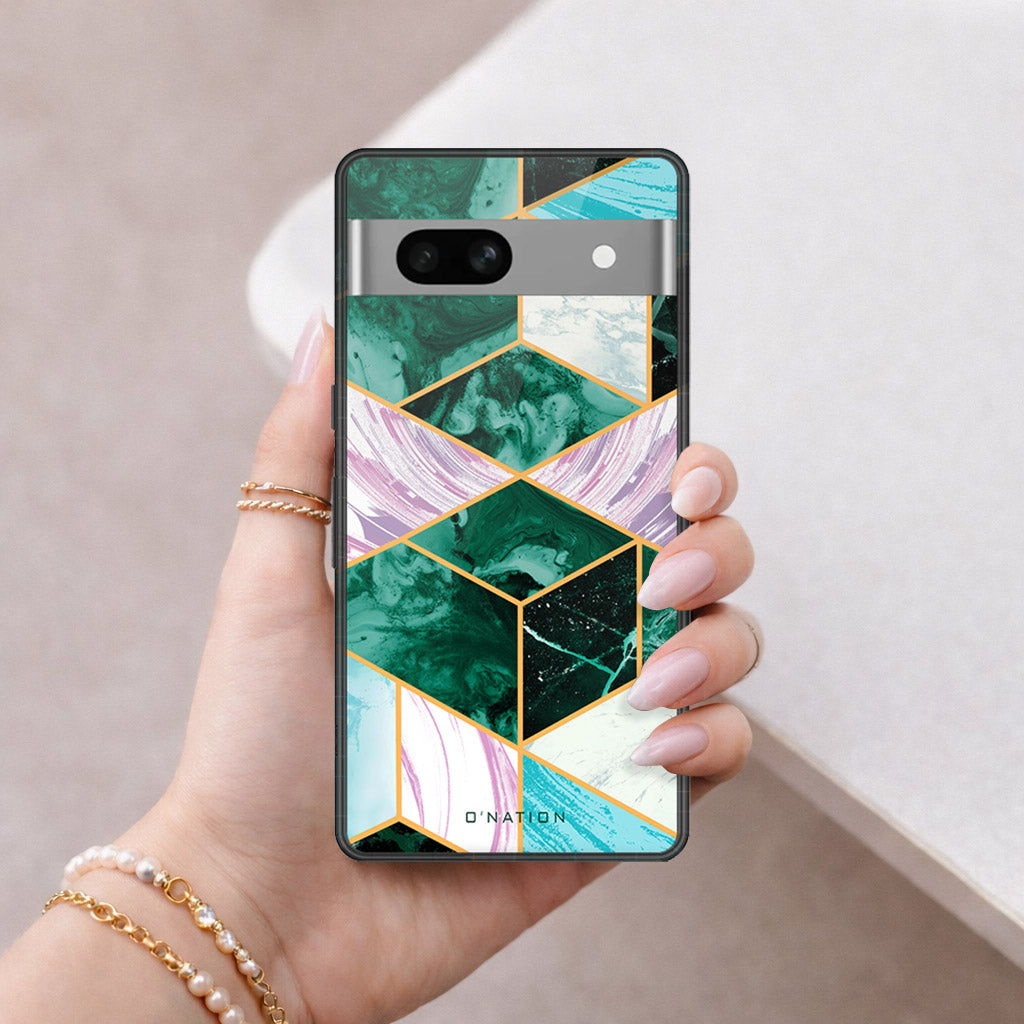 Google Pixel 7a Cover - O'Nation Shades of Marble Series - HQ Ultra Shine Premium Infinity Glass Soft Silicon Borders Case