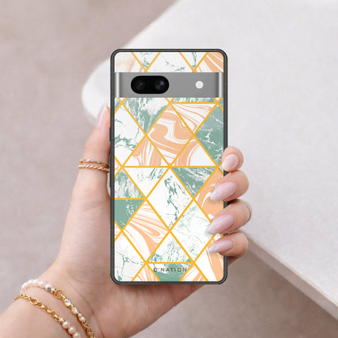 Google Pixel 7a Cover - O'Nation Shades of Marble Series - HQ Ultra Shine Premium Infinity Glass Soft Silicon Borders Case