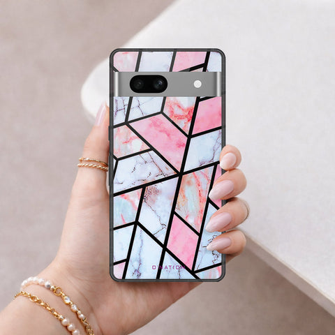 Google Pixel 7a Cover - O'Nation Shades of Marble Series - HQ Ultra Shine Premium Infinity Glass Soft Silicon Borders Case
