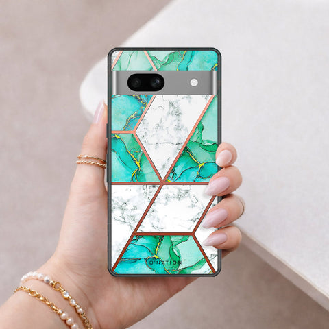 Google Pixel 7a Cover - O'Nation Shades of Marble Series - HQ Ultra Shine Premium Infinity Glass Soft Silicon Borders Case