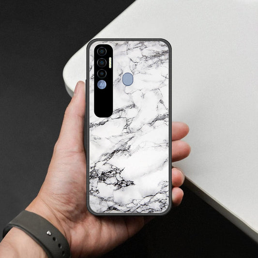 Tecno Spark 7 Pro Cover - White Marble Series - HQ Premium Shine Durable Shatterproof Case