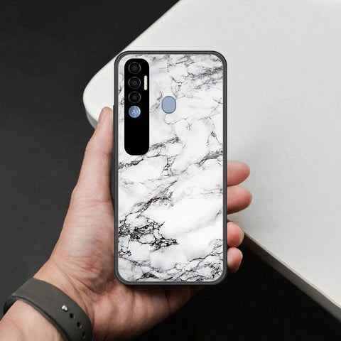 Tecno Spark 7 Pro Cover - White Marble Series - HQ Premium Shine Durable Shatterproof Case