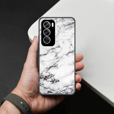 Oppo Reno 12 Cover - White Marble Series - HQ Premium Shine Durable Shatterproof Case