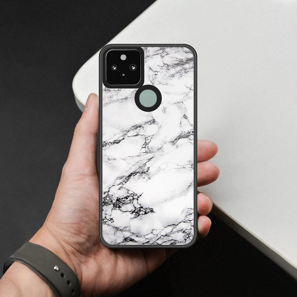 Google Pixel 5 Cover - White Marble Series - HQ Premium Shine Durable Shatterproof Case