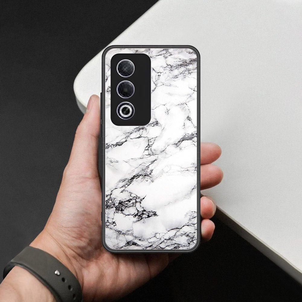 Oppo A80 Cover - White Marble Series - HQ Premium Shine Durable Shatterproof Case