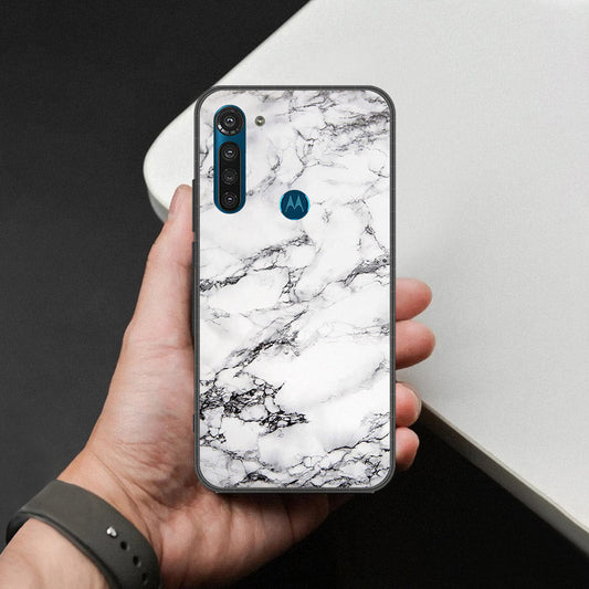 Motorola Moto G8 Power Cover - White Marble Series - HQ Premium Shine Durable Shatterproof Case
