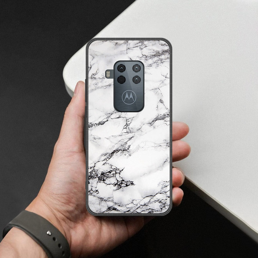 Motorola One Zoom Cover - White Marble Series - HQ Premium Shine Durable Shatterproof Case