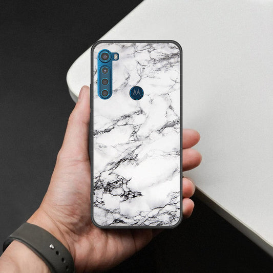 Motorola One Fusion Plus Cover - White Marble Series - HQ Premium Shine Durable Shatterproof Case