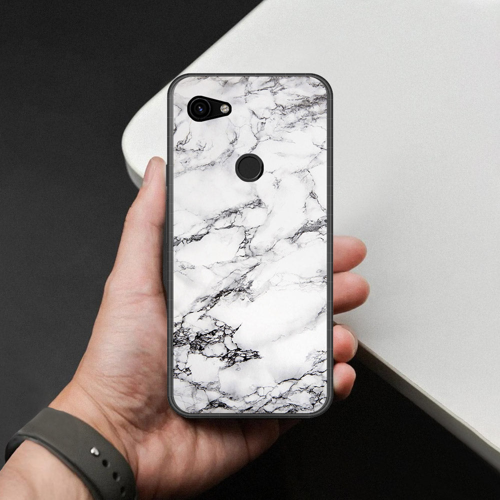 Google Pixel 3a Cover - White Marble Series - HQ Premium Shine Durable Shatterproof Case