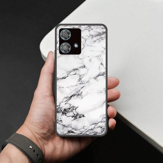 Motorola Edge 40 Neo Cover - White Marble Series - HQ Premium Shine Durable Shatterproof Case