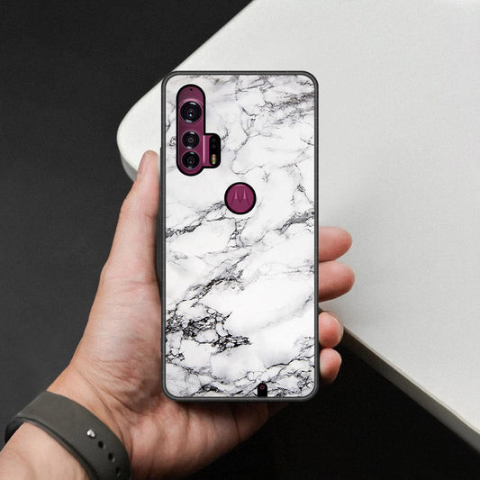 Motorola Edge Plus Cover - White Marble Series - HQ Premium Shine Durable Shatterproof Case