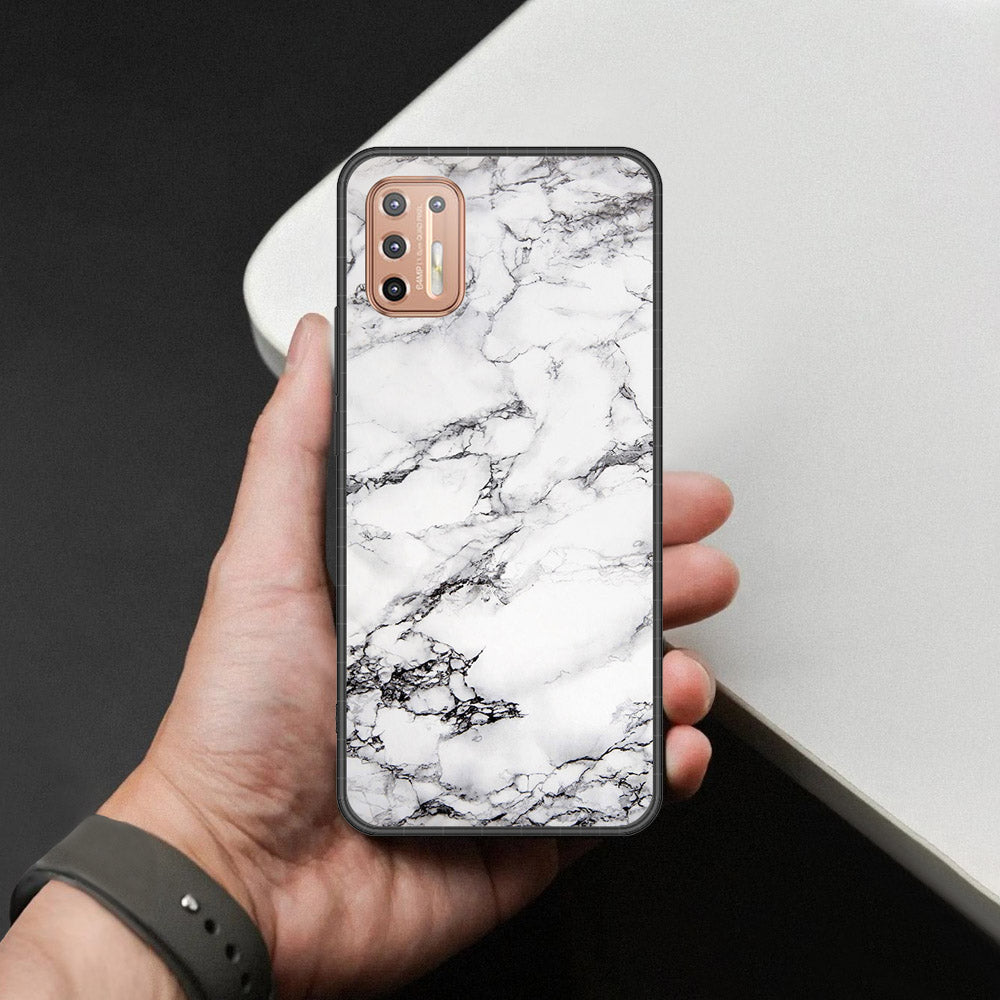 Motorola Moto G9 Plus Cover - White Marble Series - HQ Premium Shine Durable Shatterproof Case