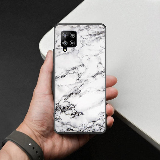 Samsung Galaxy A42 5G Cover - White Marble Series - HQ Premium Shine Durable Shatterproof Case
