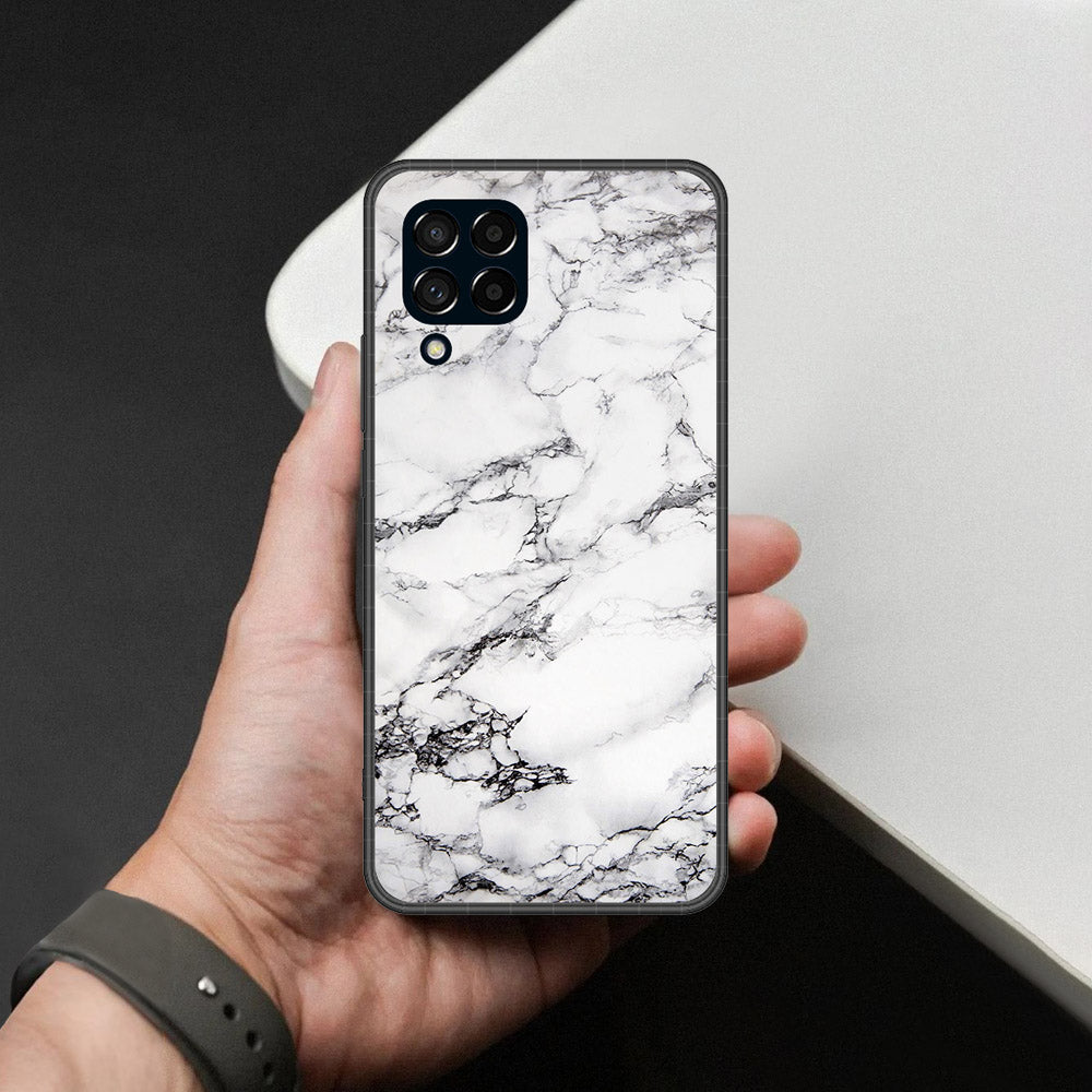 Samsung Galaxy F12 Cover - White Marble Series - HQ Premium Shine Durable Shatterproof Case