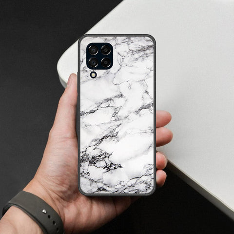Samsung Galaxy F12 Cover - White Marble Series - HQ Premium Shine Durable Shatterproof Case